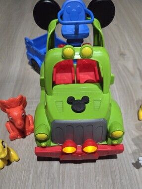 Mickey Mouse Dinosaur Green Toy Truck with Blue Seat And Characters